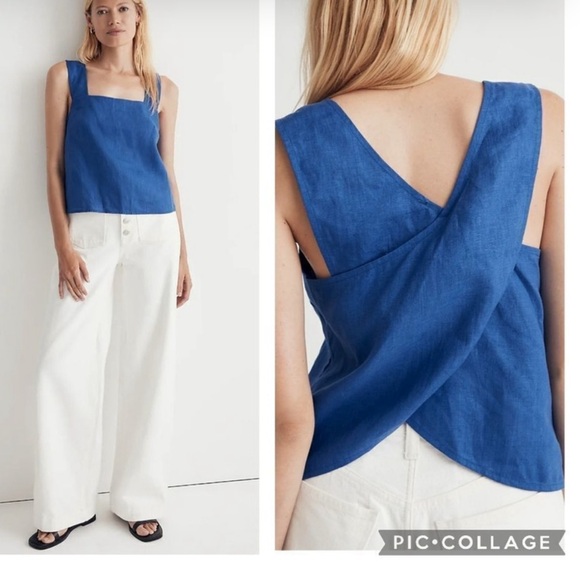 Madewell Tops - MADEWELL Linen Crossback Flowy crop top